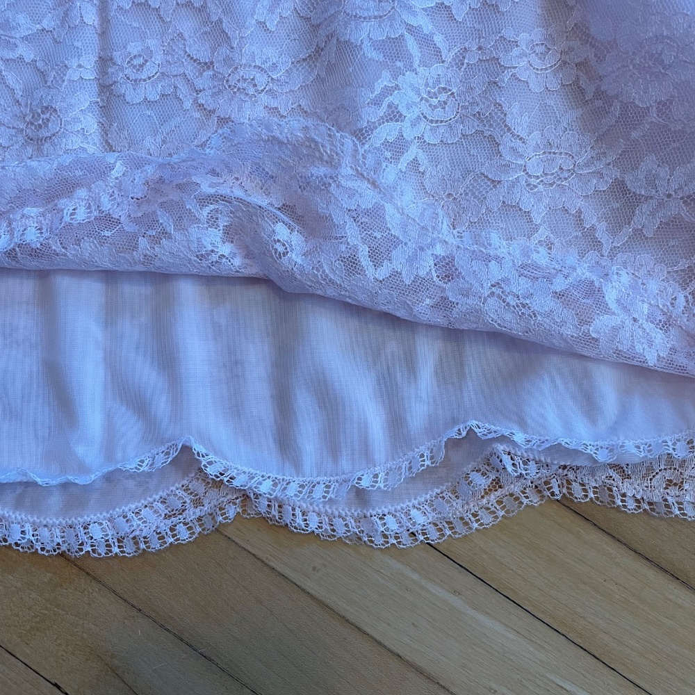 VANITY FAIR Vintage Slip Dress Lingerie Lace Midi Bridal Coquette Boho Pink - Picture 6 of 13
